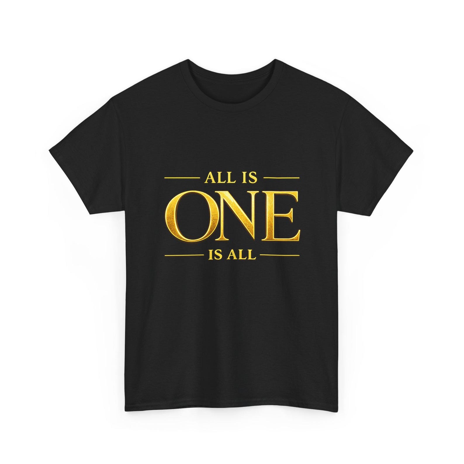 ALL IS ONE Tee | Premium Gold Typography Shirt | Symbolic Spiritual Clothing | Unisex Heavy Cotton Tee L