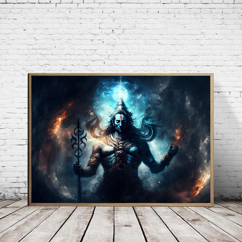 Indian Shiva Paint Hindu God Abstract Poster Art Poster Canvas Paintings Wall Art Pictures Home Decor Aesthetic Room Decor