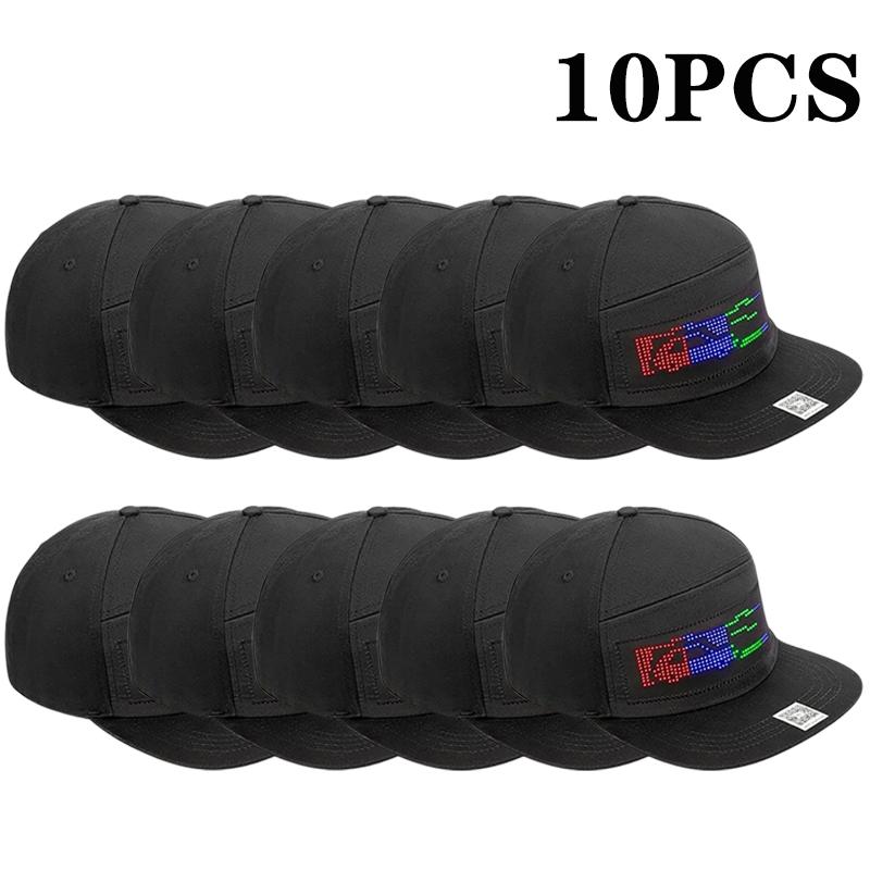 1-10PCS Programmable DIY Bluetooth Hat LED Display Curve Decorative Fabric Hat Party Evening Glowing Hat Atmosphere Hat