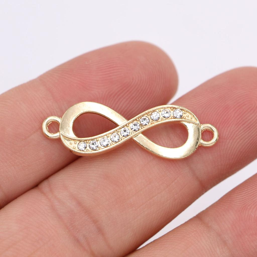 10Pcs Gold Plated Crystal Infinity Love Charm Connector For Jewelry Making Bracelet Diy Necklace Findings Accessories