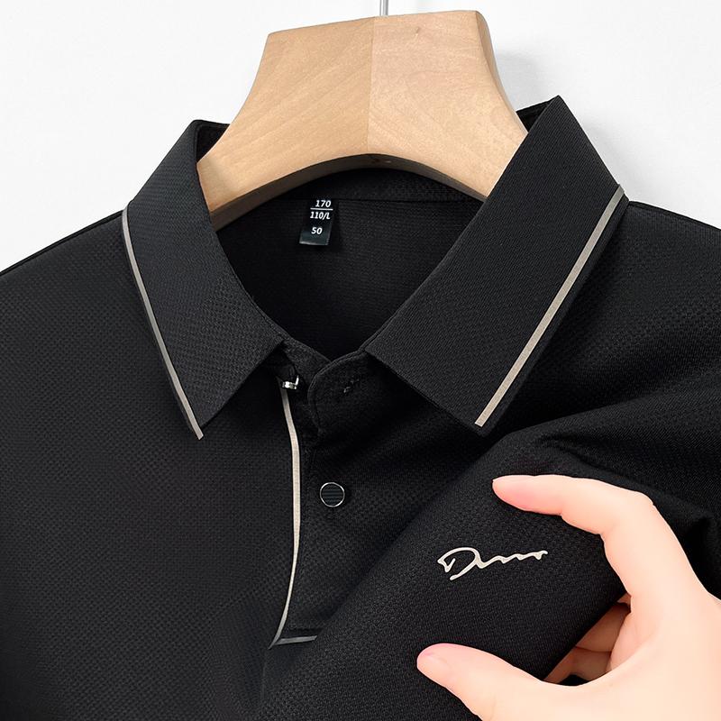 Solid Color Daily Casual Polo Shirt for Men, Comfortable and Breathable Business Thin Top, Youth Dad Outfit, Short Sleeved Men
