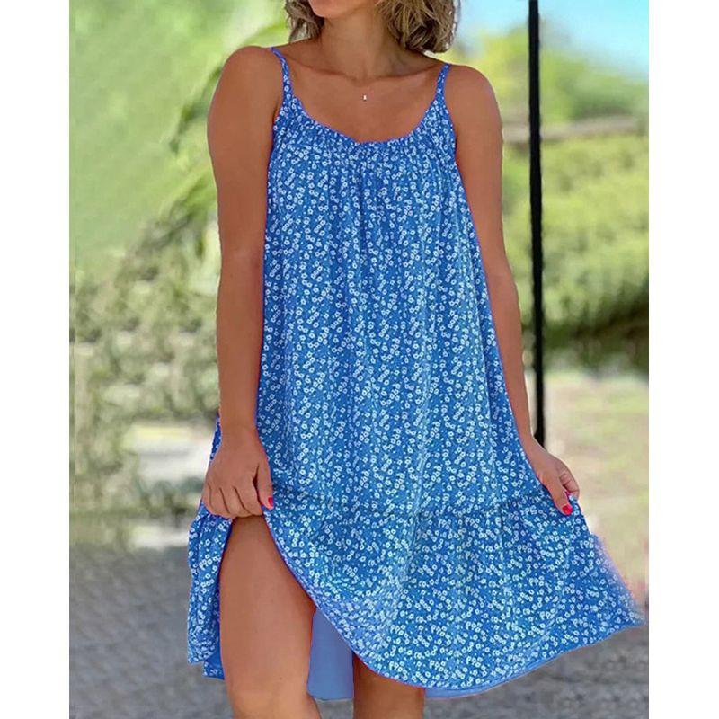 Floral Sleeveless Camisole Vest Dress Floral Sleeveless Sling Vest Dress