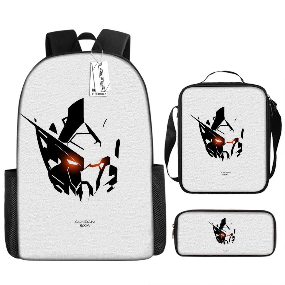 Gundam Backpack 3D Pattern Anime Backpack Student Printed School Bag Three-piece Set