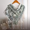 New silk silk scarf, lush foliage, silk twill triangle scarf, fashion light luxury temperament 111 mulberry silk scarf