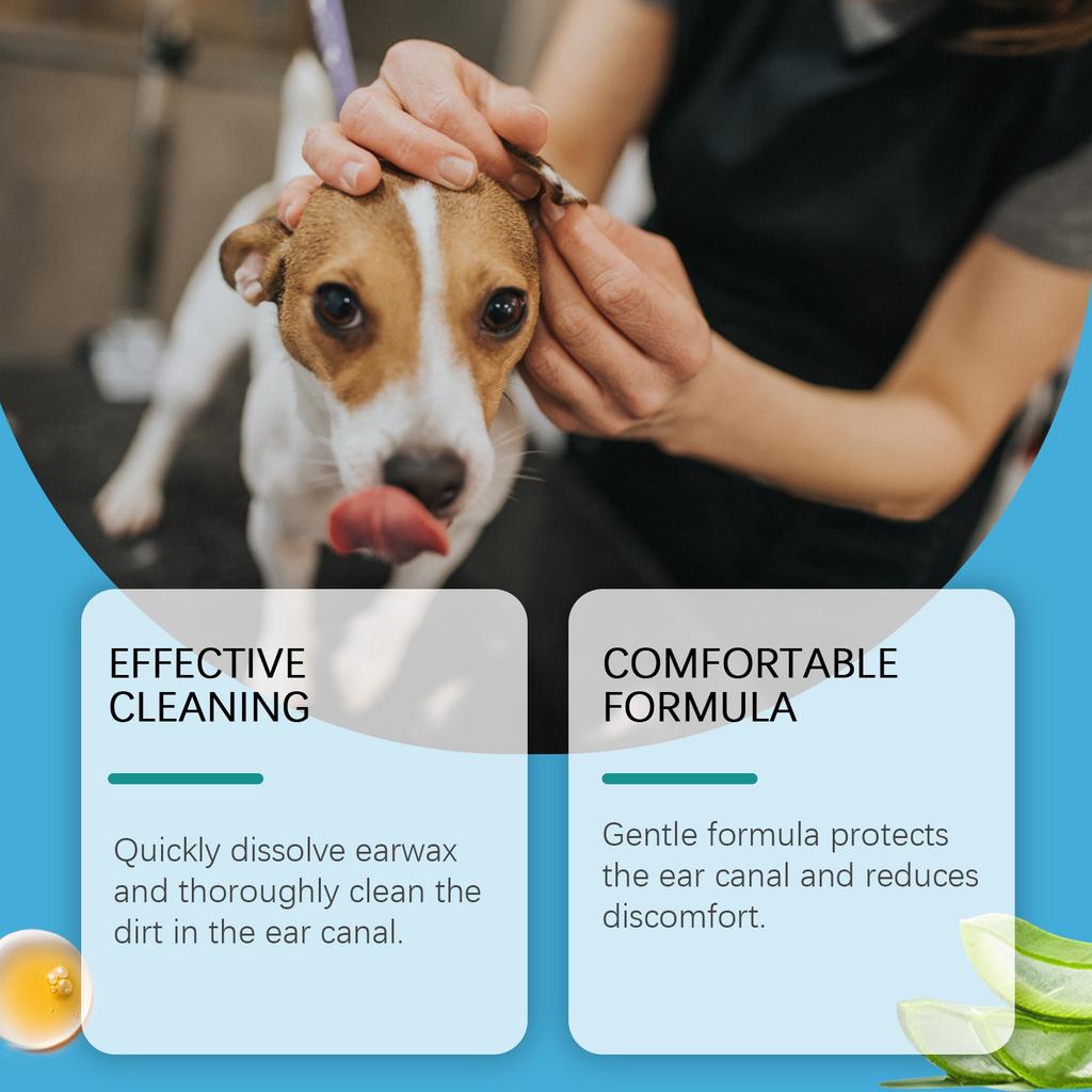 Pet Ear Care Solution, Gentle Ear Cleaner For Cats And Dogs, Odors And Protects Ears.120ml