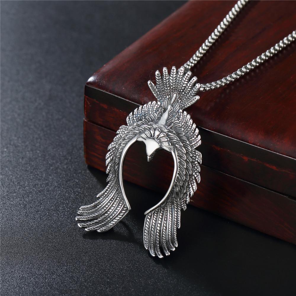Vintage Titanium Steel Phoenix Pendant Men's Titanium Steel Necklace Jewelry