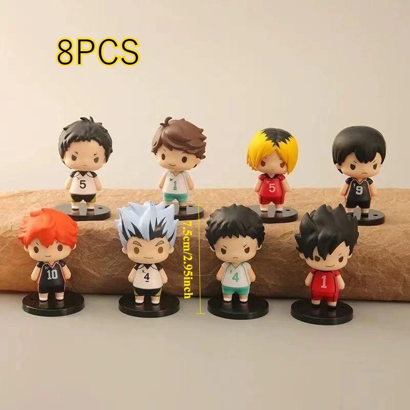Anime Haikyuu!! Volleyball boy Hinata Shoyo Tobio Kageyama 8pcs/set Figure toy Car Decoration Christmas gift 8CM