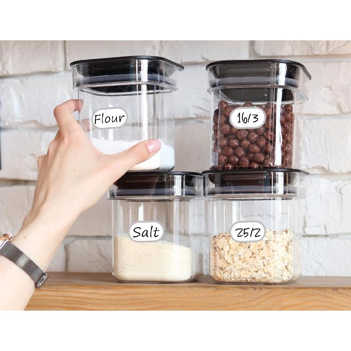 CHUBBIEE Removable Waterproof Food Labels, Write-on Kitchen Labels for POP Food Storage Containers, Jars and Home Organization, Pantry & Spice