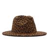 Thickened fabric leopard print color matching top hat European and American men and women fashion double-sided jazz hat leopard print double color ma