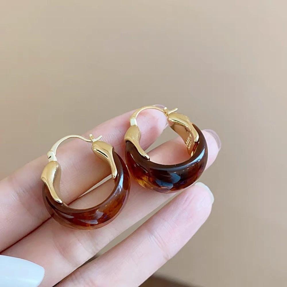 Pendant Vintage Women's Earrings Autumn Winter Amber Ear Stud Elegant Amber Color Earrings  Wedding