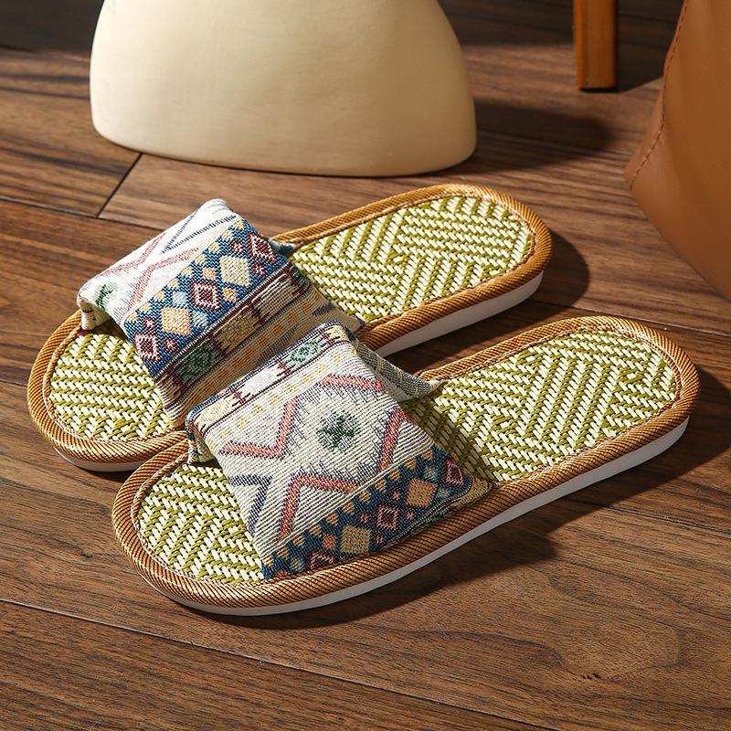 Unisex Rattan-Slipper: Sommer Indoor Rutschfest, Dicksohliger Bambusstroh, Perfekt für alle Jahreszeiten