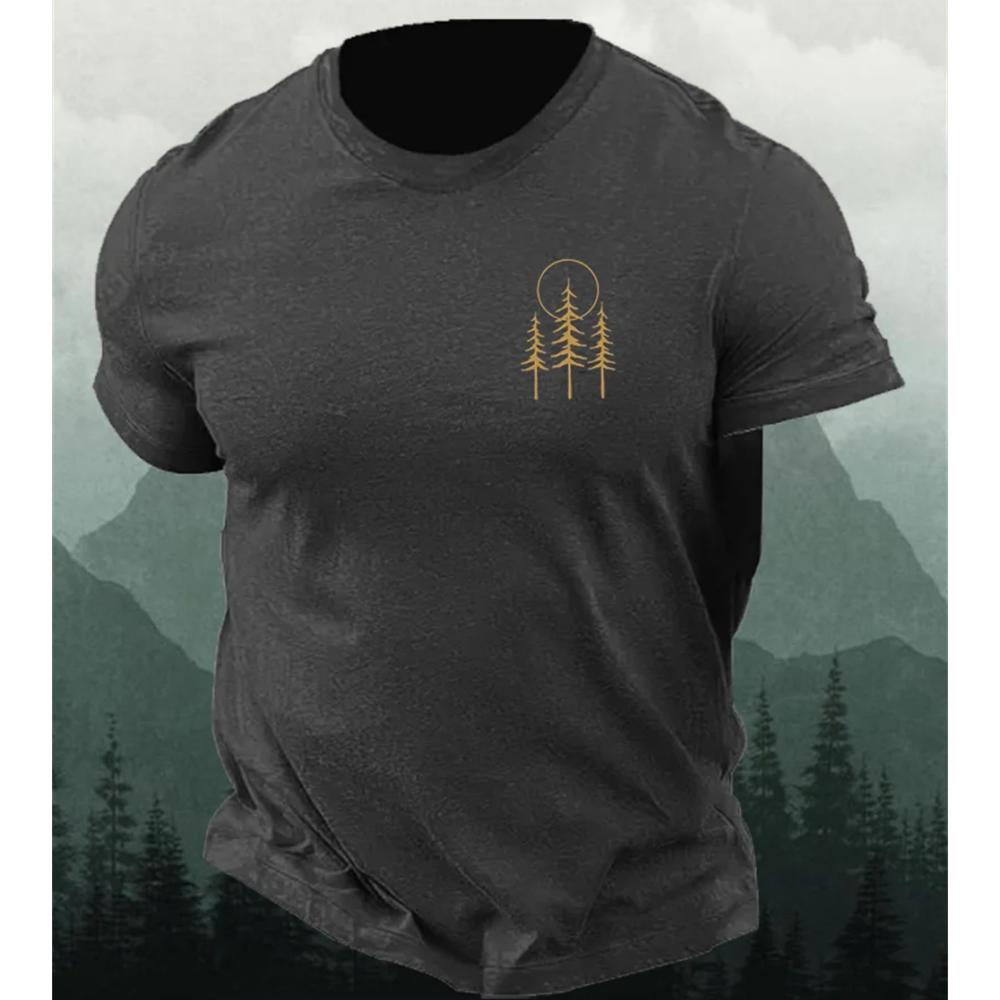 3D tisk Vintage pánské tričko Moon Forest Vzor Potisk Volné oversized-košile Klasické pánské oblečení Street Ležérní Trička Krátký rukáv