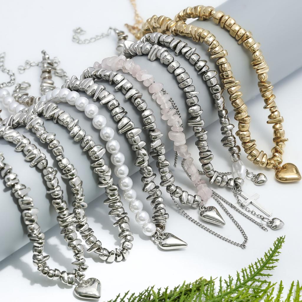 High sense elegant irregular CCB geometric love pendant necklace broken silver Choker party jewelry women