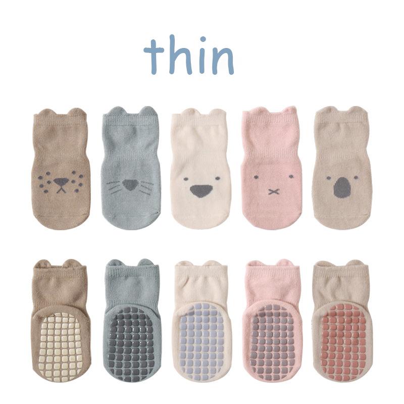 5 Pairs Infant Newborn Baby Anti-Slip Socks For Girls and Boys Accessories Toddler Cute Cartoon Floor Stockings
