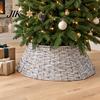 Christmas Tree Collar Handwoven Rattan Collar, Natural Brown Base Skirt, Decorative Indoor Ornament Wicker Stand Cover for Home Office Floor