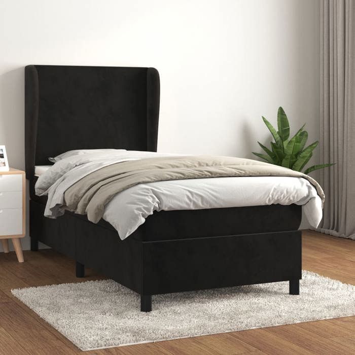 Maison Exclusive - Sommier à lattes de lit et matelas Noir 80x200 cm Velours