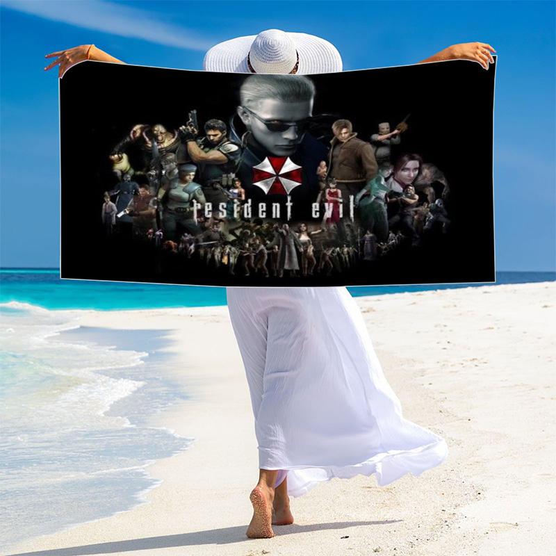 Evil Zombie Game Print Beach Towel, Large Soft Quick Dry Towel for Beach Camping Swimming