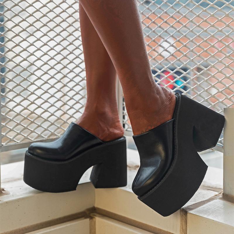 Fashion New Fashion Designer Women's Slippers for Large-sized Women Wear Slippers of Size 34-43 Summer 11cm Thick-bottomed Zapatos Mujer