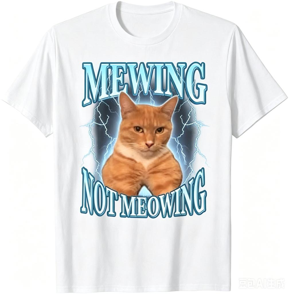 Mewing Not Meowing Funny Cat Meme Tshirt Unisex Unisex Summer 100 Cotton Shirts Fashion High Quality Short Sleeved Top Streetwear