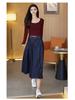 Simple High-Waisted Mid-Length Denim Skirt - 2026 Early Spring Collection, Comfortable, Loose, and Slimming Fit.