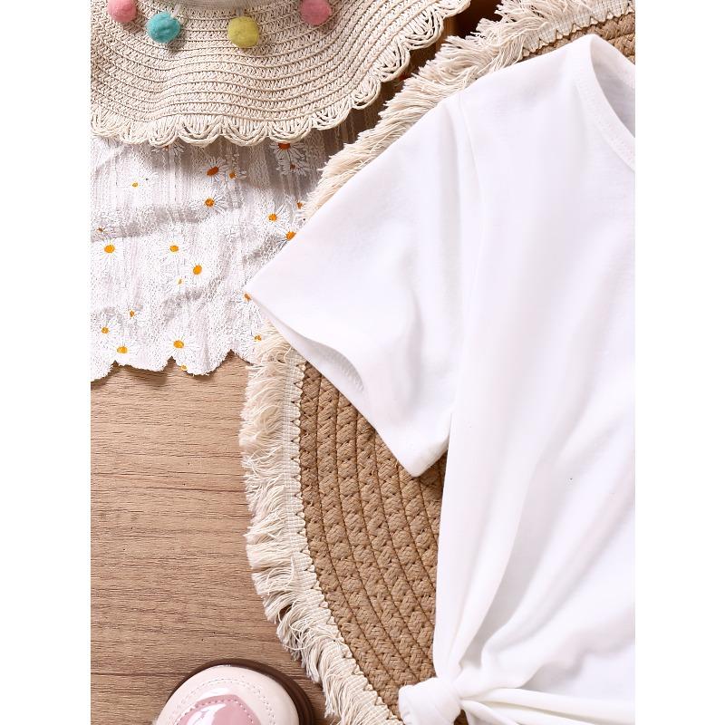 Summer T-Shirt for Girls Featuring a Cute Round Neck Design with a Sweet Watermelon Print Perfect