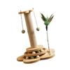 Pet Bed Kitten Scratching Post Scratcher Interactive Track with Dangling Balls for Pet Wood Scratching Toy Supplies