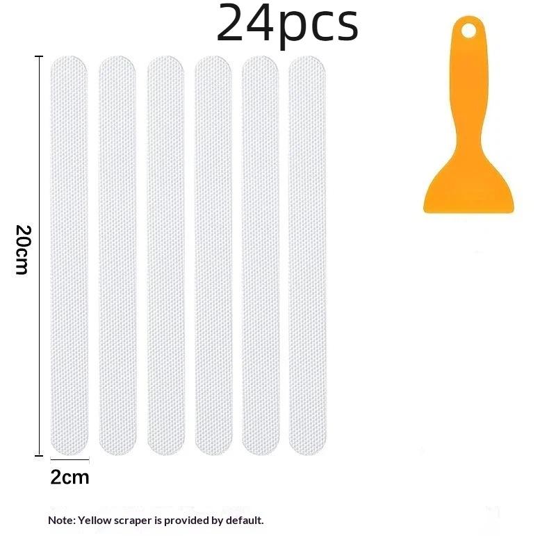 6/12/24Pcs Anti-Slip Shower Stickers For Bathtub Shower Floor Safety Strips With Scraper Ideal For Families Kids Adults Seniors
