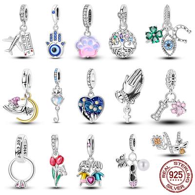 Copper Charm Lucky Clover Sunflower Bee Beads Fit Original Bracelet Pendants Diy Woman Jewelry Gift