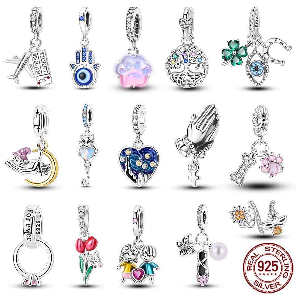 Copper Metal Charm Bead Component Lucky Clover Sunflower Bee Bead Components Compatible With Authentic Original Bracelet High Quality Fine Jewelry