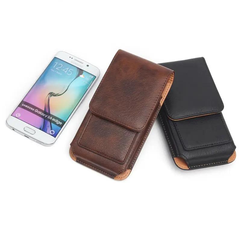 Uniwersalna Skórzana Saszetka/Etui 6.3/5.5/4.7 cala na Pasek do iphone 16 Pro Max 15 Plus 14 13 12 11 Pokrowiec z Klipsem