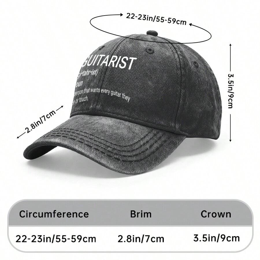 Vintage Washed Unisex Baseball Cap Guitarist Definition Hat Adjustable Casual Outdoor Gift