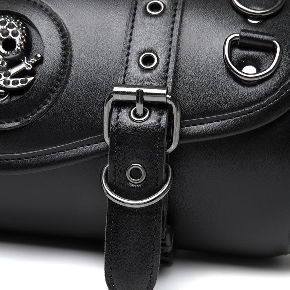 SHELKSBAG 2025 New Universal Motorcycle Saddlebags Bikers Punk Retro Pu Leather Front Fork Tool Daily Storage Hanging Bag