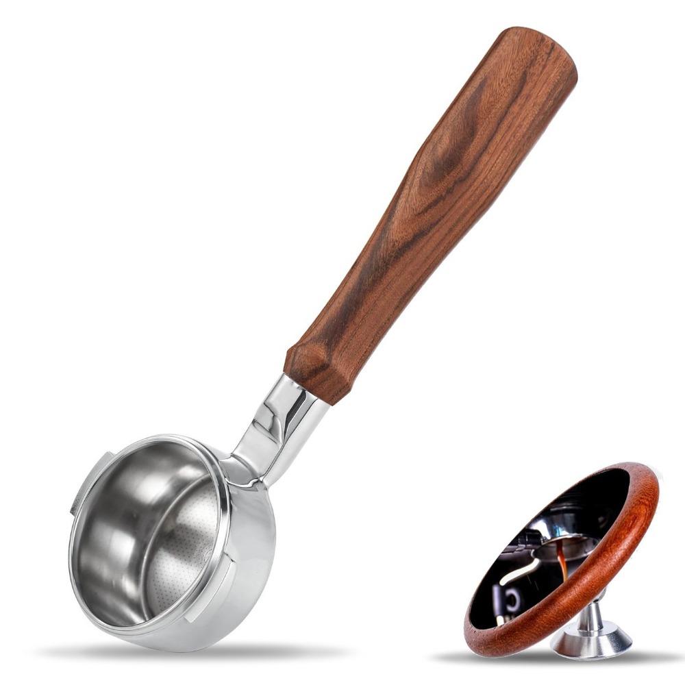 Bottomless Stainless Steel Coffee Handle W/ Wood Grip for Breville 9 Set + Multifunctional Extraction Mirror, Barista Parts - YJKJ-yg126