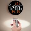 Remote Control Large Screen LED Wall Clock, Color Weather Display Premium Electronic Clock For Living Room