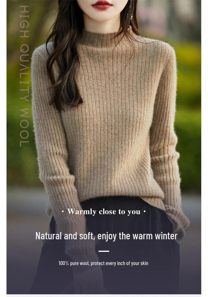 2024 Women's Striped Wool Pullover Sweater - Autumn/Winter Casual Knit Base Layer
