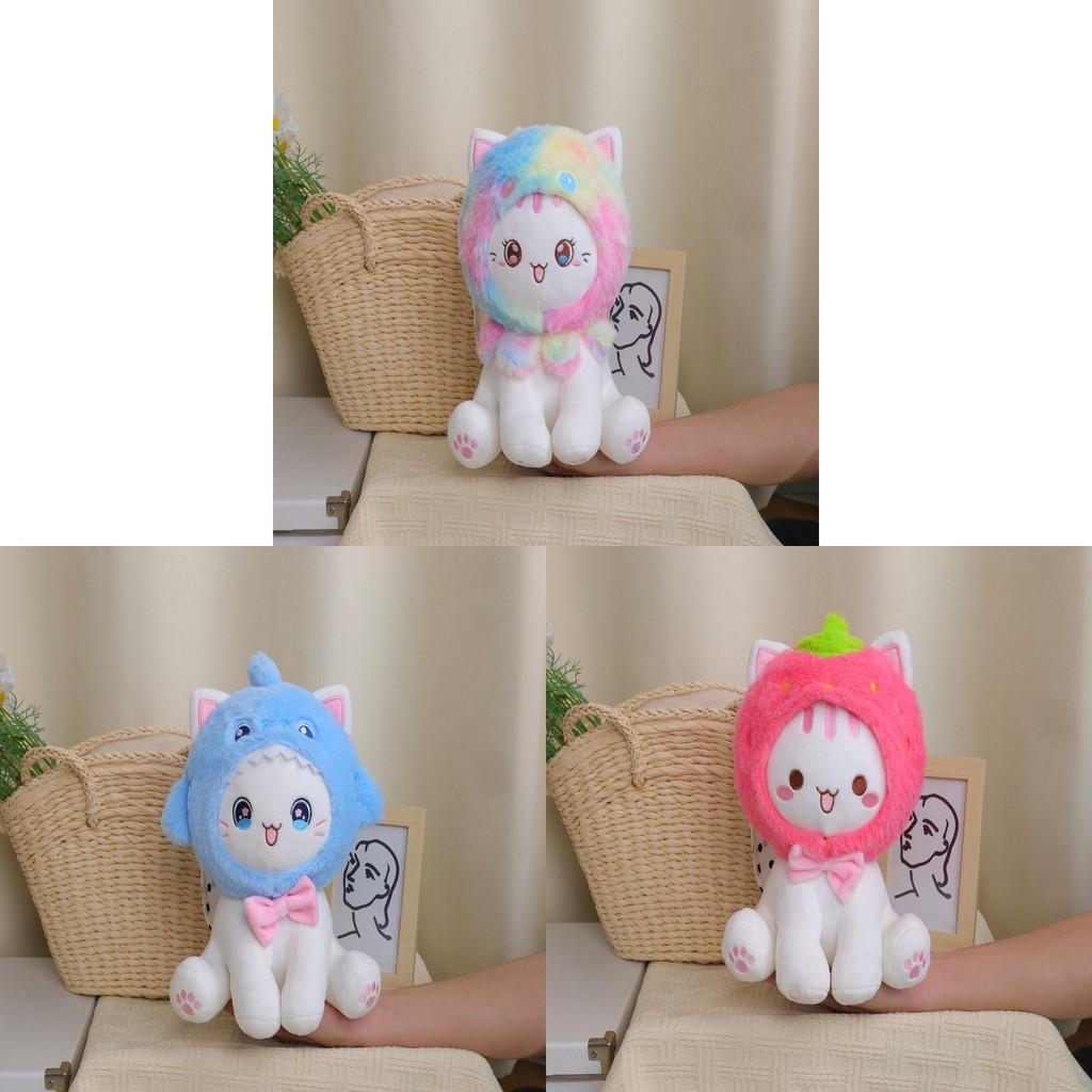 Shark Frog Strawberry Octopus Sitting Cat Plush Toy Stuffed Birthday Kid Gift