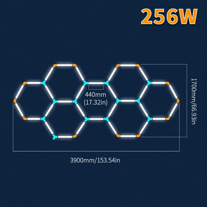 440mm Garage Light Hexagon Lights Lamp 85-265V Led Tube Honeycomb Ceiling Lighting For Auto Car Body Repair Led Worksho
