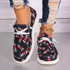 Foreign Trade Large Size New Flat-bottom Printed Canvas Shoes Comfortable Round Head Fashion Casual Shoes