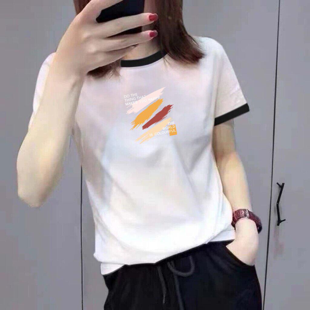 2026 Women's Color Block Letter Print Slimming Short Sleeve T-Shirt for Moms