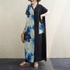 DIMANAF 2025 Summer Plus Size Dress Basic Women Loose Long Vintage New Oversized Floral Dress Maxi