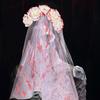 Adult Gothic Bride Halloween Costume Veil Flower Headband Bloody Hairhoop Dark Series Scary Ghost Bride Facemask Props