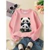 European Sizes Kids' Crewneck Sweatshirt - Cute Panda Stack Pattern Print | Sportswear and Casual Wear, Soft and Comfortable, Clothing, Teenagers