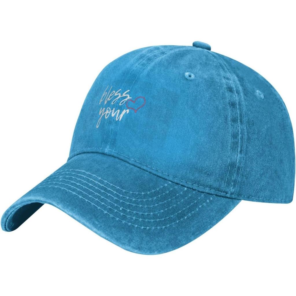 Bless Your Heart Washed Denim Baseball Cap Embroidered Casual Adjustable Dad Hat Unisex