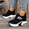 Alphabet Plus Size Wedge Sneakers 2025 Fall New Velcro Platform Casual Shoes