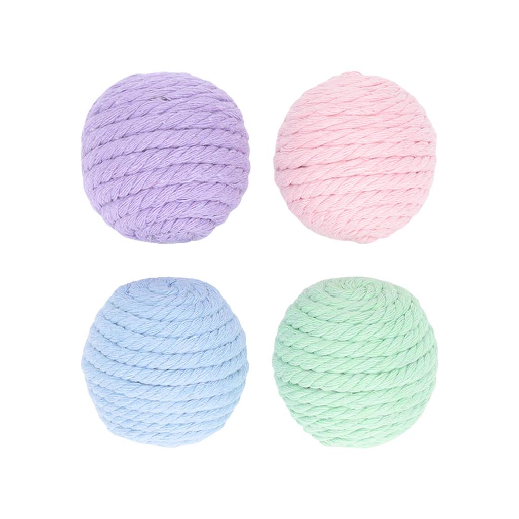 4Pcs Cat Cotton Rope Balls with Rustling Stone Boredom Relief Interactive Woven Cat Ball Toys for