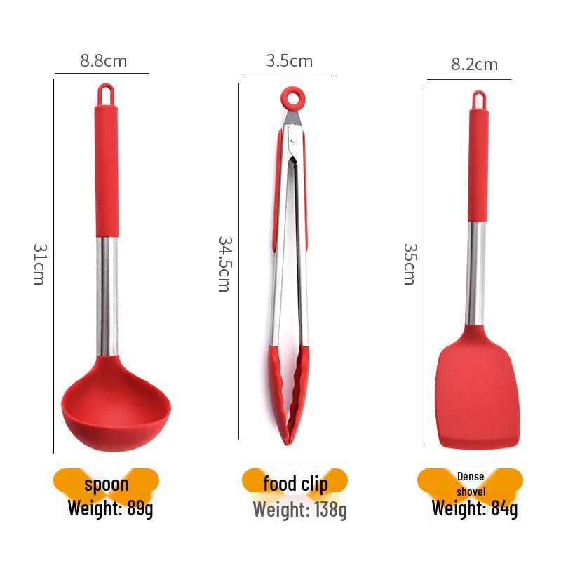 13-Piece Silicone Kitchen Utensil Set with Storage Bucket: Spatula, Slotted Spoon, Frying Spoon, Ladle