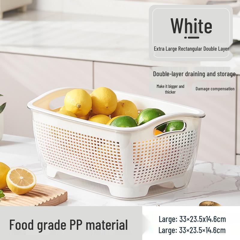 Multi-functional Double-layer Kitchen Sink Basket: Ideal for Washing Rice, Vegetables, and Fruits, or Serving Snacks.