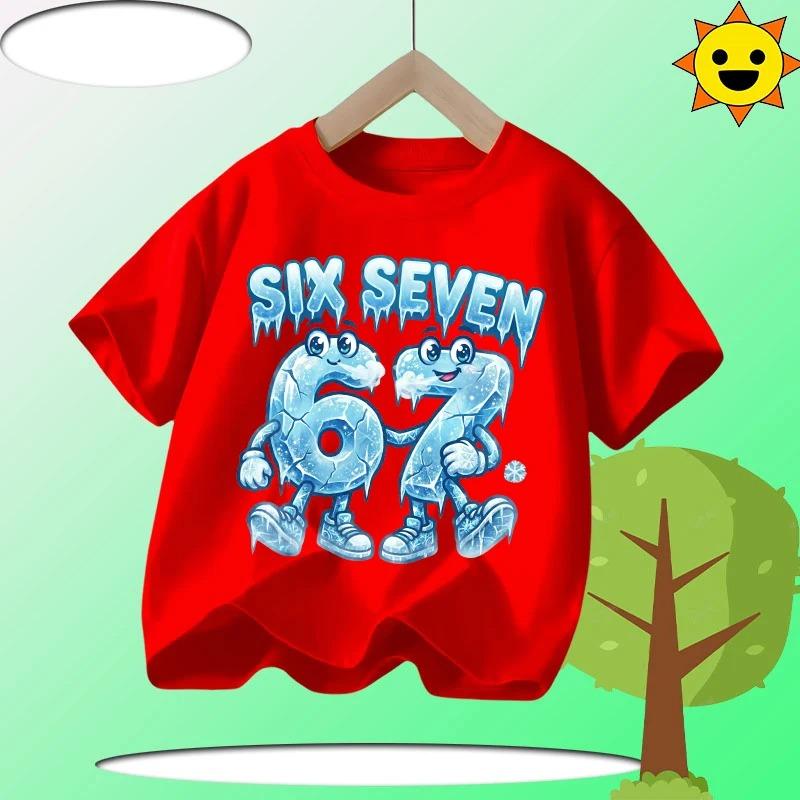 Summer 67 Six Seven Cool Funny Printed T-shirt Kids T-Shirts Fashion Oys Girls Cotton Tee Italian 67 Casual Children Clothes Top