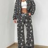Retro Style Autumn and Winter New European and American Women's Clothing Flower Printing Suit Women