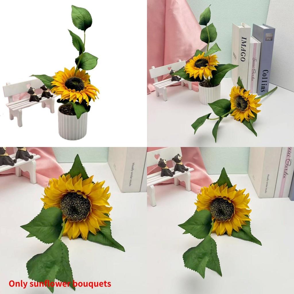 Sunflower Artificial Plant With Rain Flower Stones For Home Decor And Wedding Centerpieces